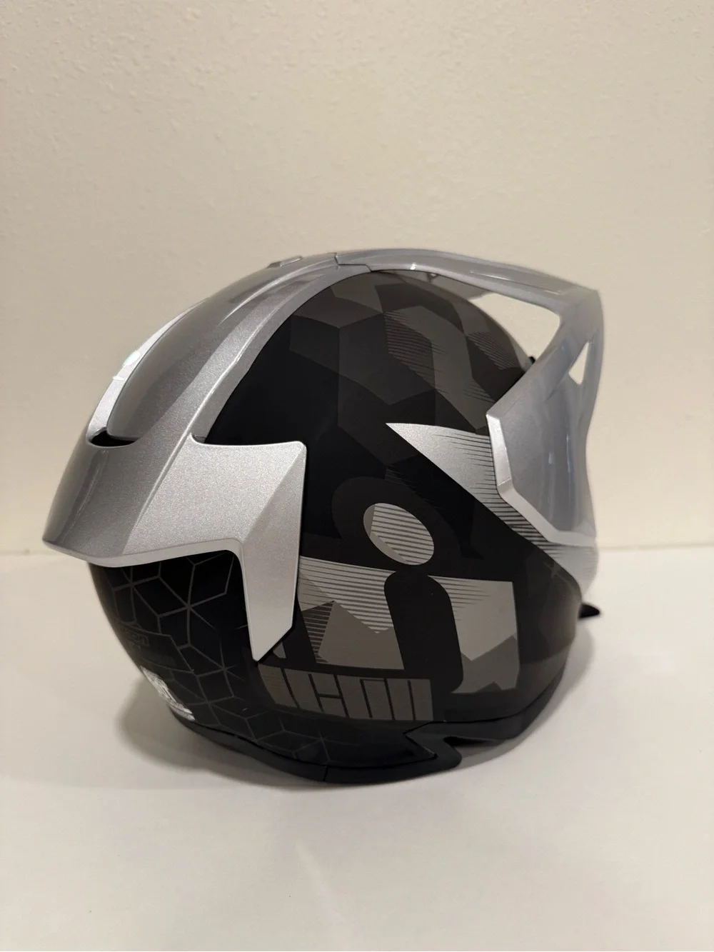 Icon Silver Dual-Purpose Motorcycle Helmet with Clear Visor